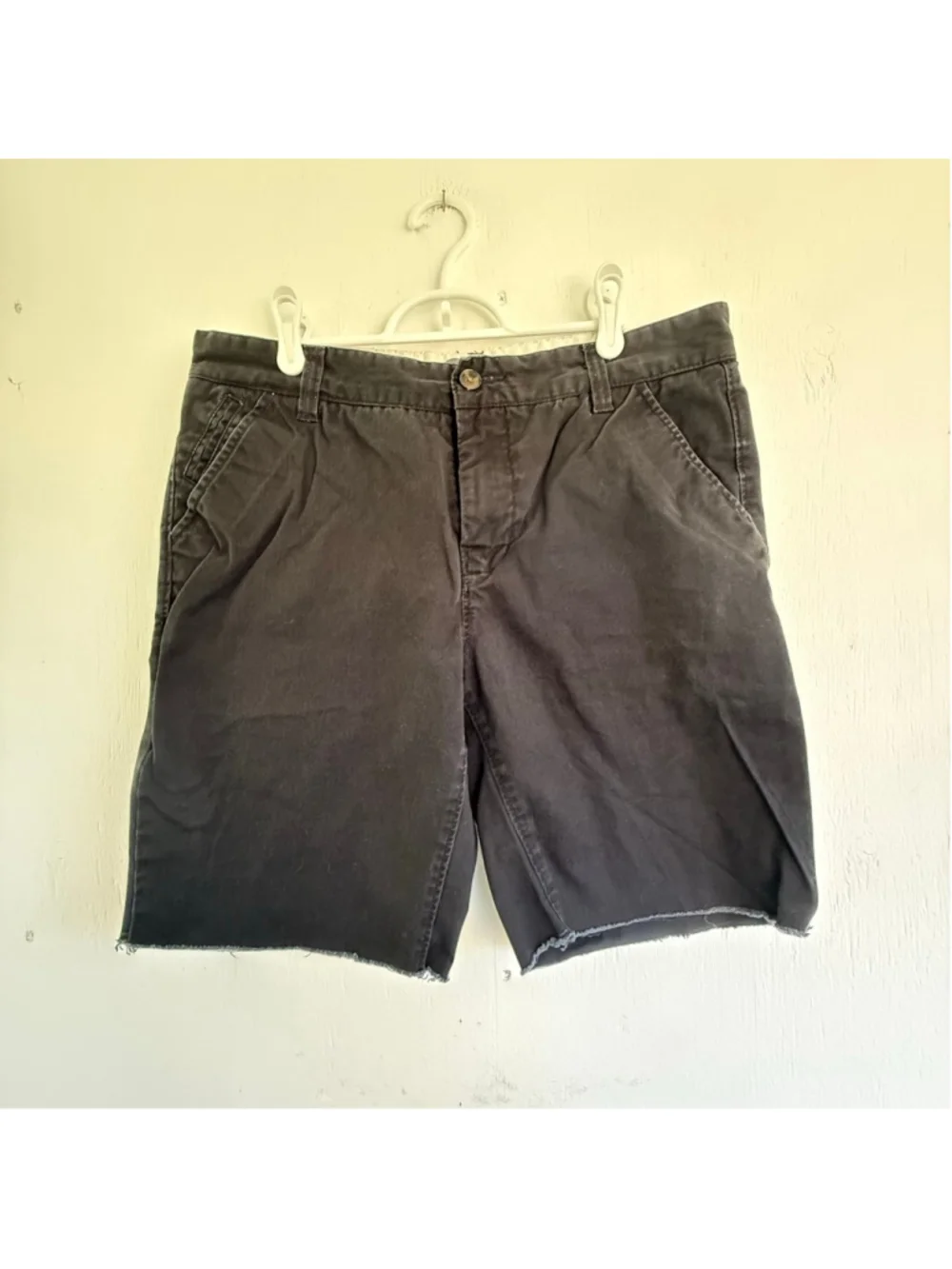 Hawkings McGill Black Cut Off Chino Shorts 33 Raw Hem